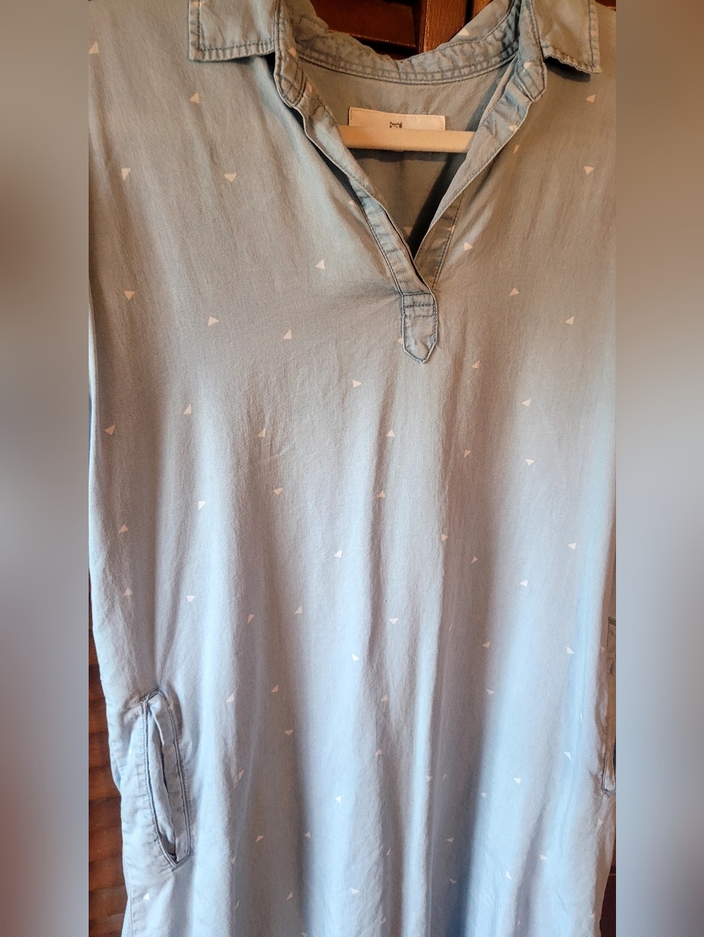 Thread & Supply Faux Denim Shift Dress/Tunic. Size Small Hi/low, Frayed,Hemline - Picture 2 of 8